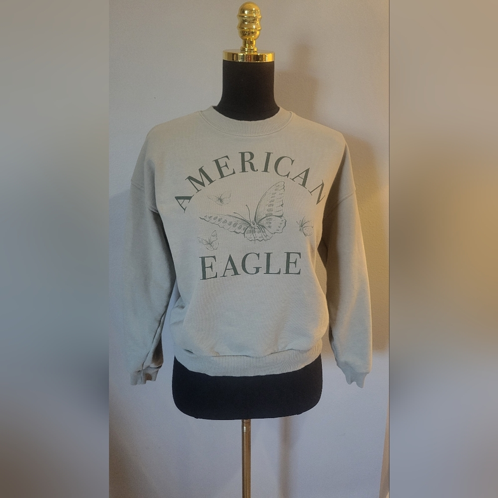 American Eagle Outfitters Light Gray Crewneck Sweater